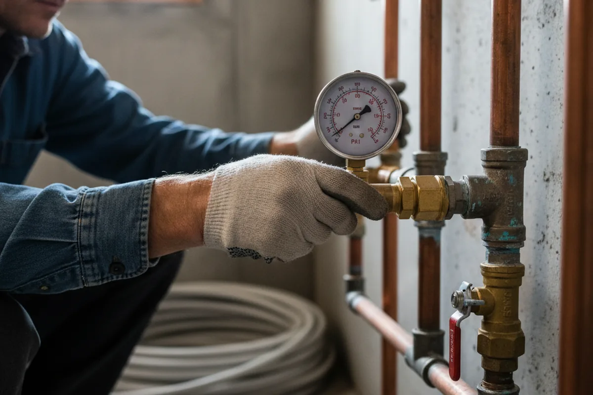 Pressure testing a repaired line during Water Line Repair in Algonac